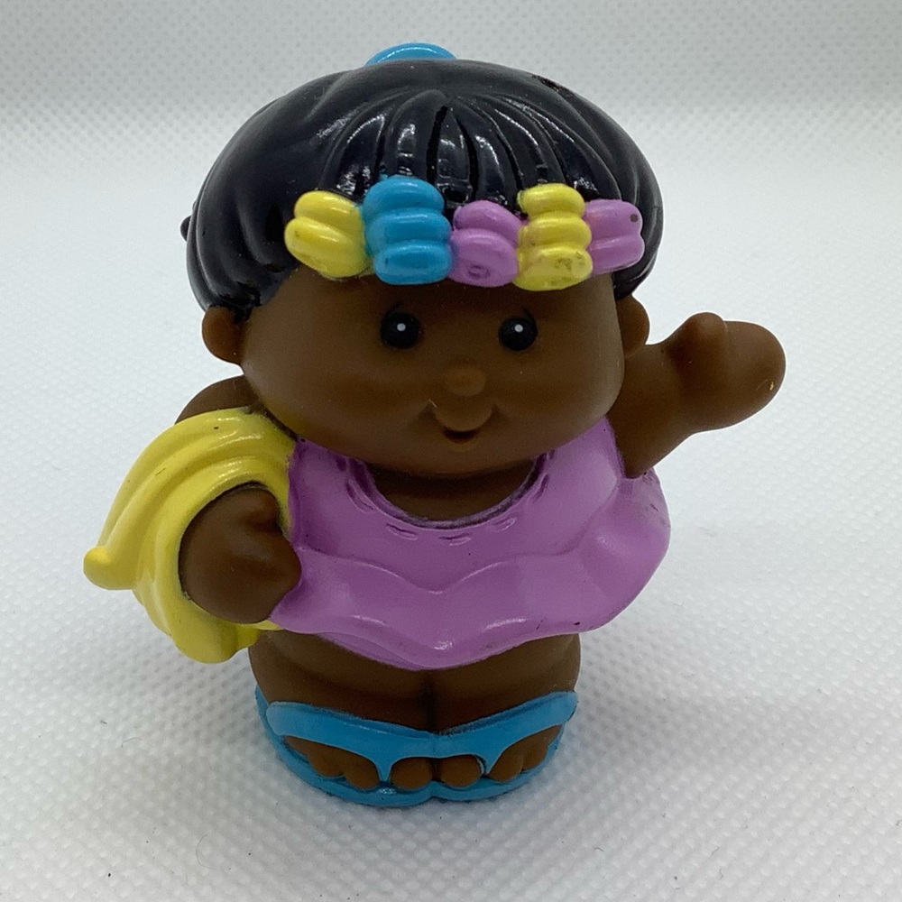 Little Tykes Girl with Purple Bathing Suit and Yellow Towel